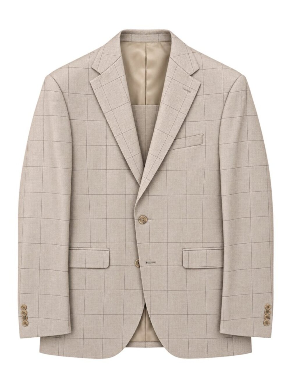 Custom Coppley Men's Light Beige Windowpane Suit Jacket & Pants